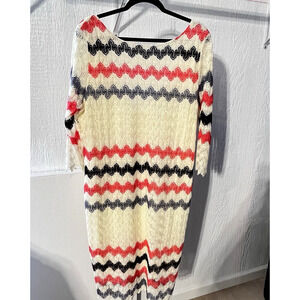 VTG Dress Crochet Lace Knit Overlay Mod 60/70's Woodstock Colorful Retro SZ 2XL
